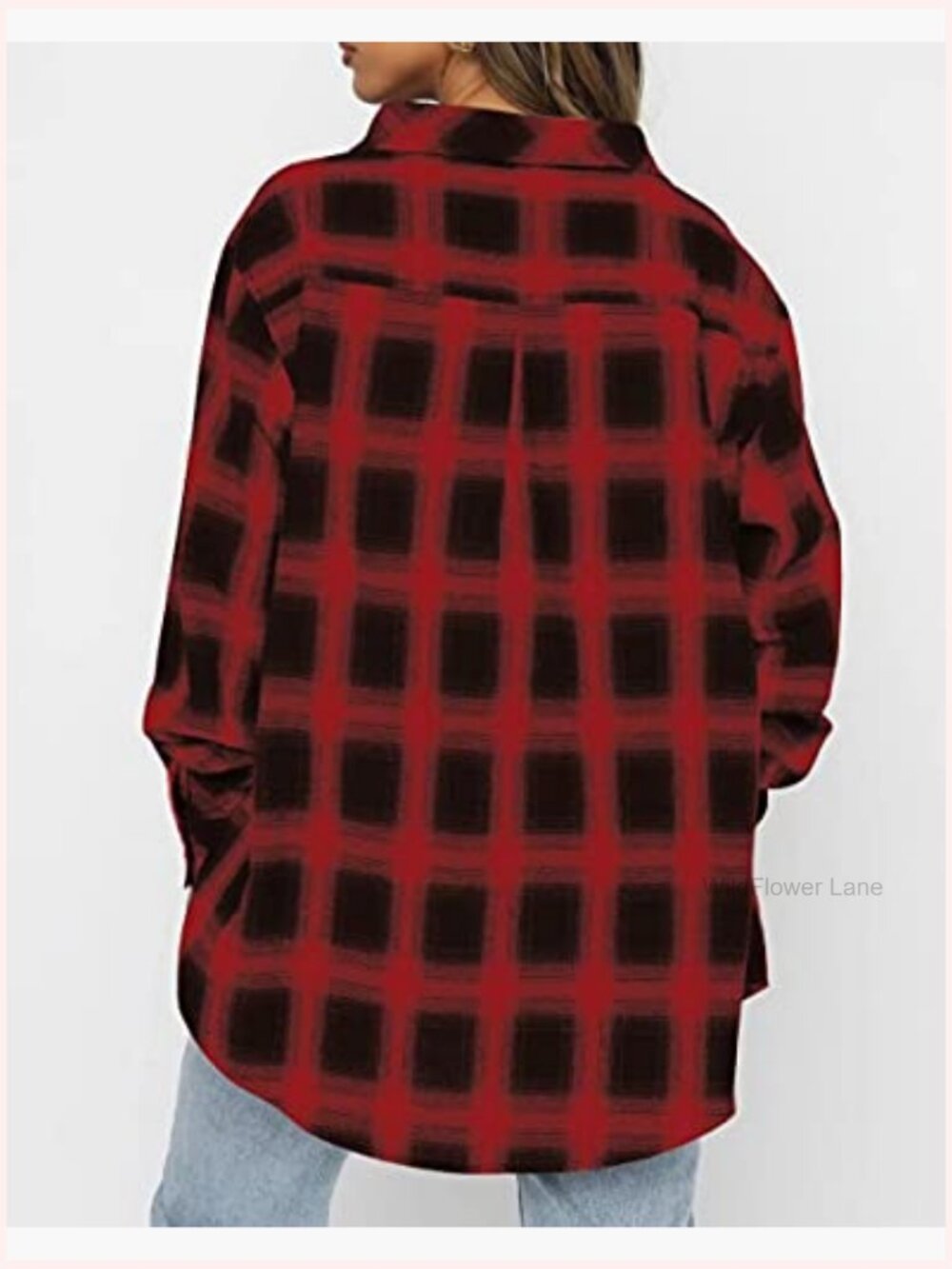 Women's Long Sleeve Button Down Plaid Flannel Shirt Blouse Tunic - Picture 4 of 7